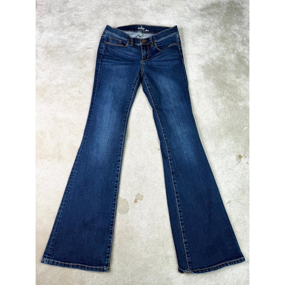 Soho New York & Company Flare Jeans Womens 2 Blue Denim Cotton Zip Fly Low Rise